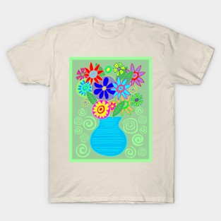 Flowers on Green T-Shirt